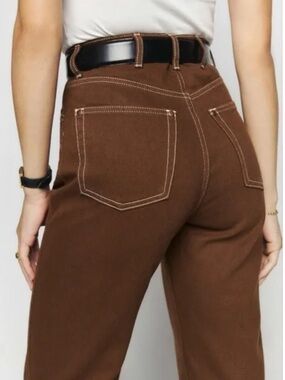 Reformation Cowboy Straight Leg Jeans in Chocolate Brown, Size 25, EUC